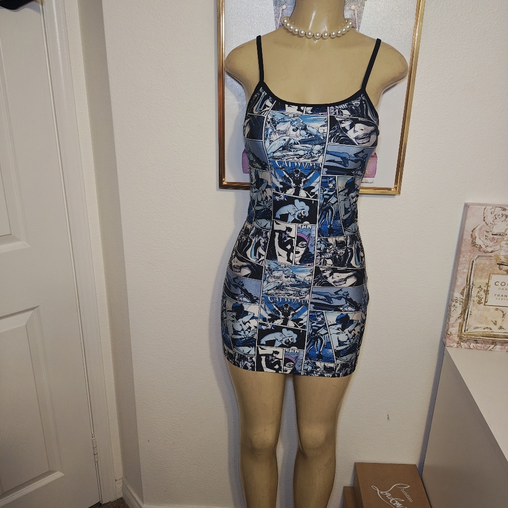 Forever 21 Blue Black Spaghetti Strap Bodycon Dress